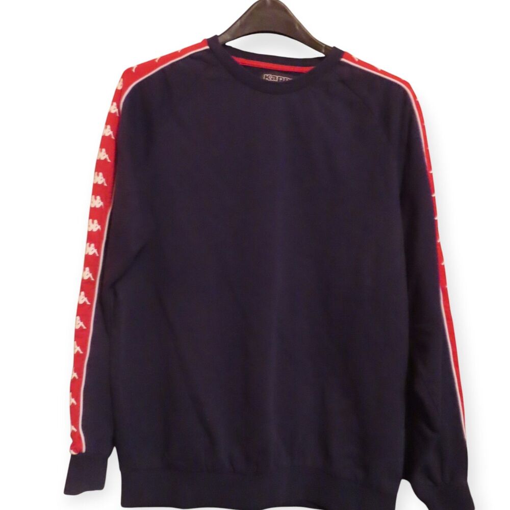 Kappa Logo Tape Crewneck Sweatshirt Large Navy Red